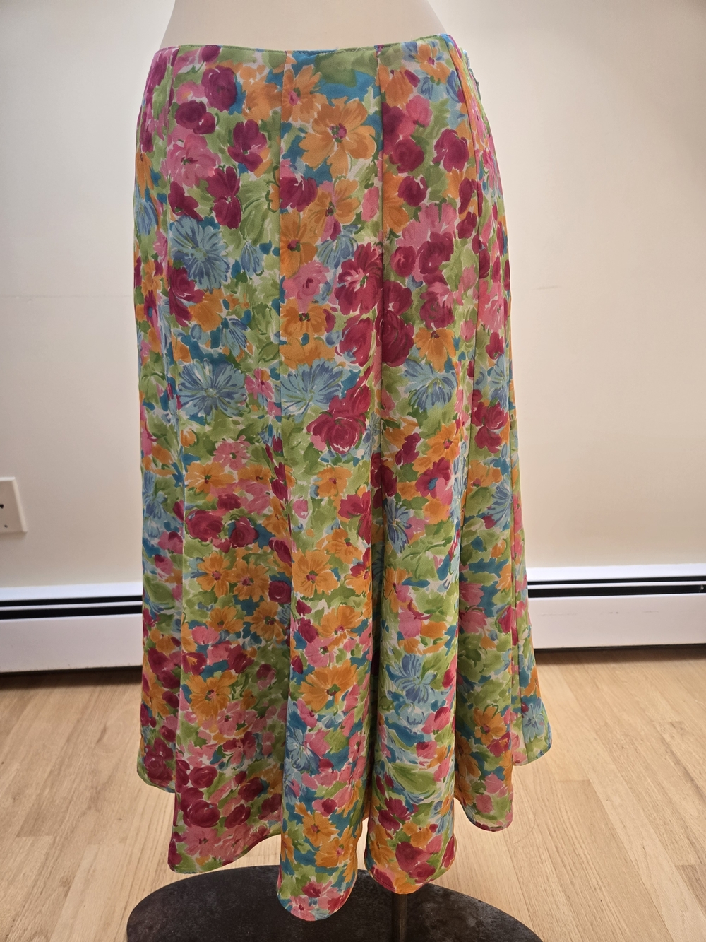 Emma James Double Sided Floral/Polka Dot Circle Skirt Green